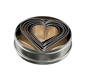 Chef Inox 01981 CHEF INOX CUTTER SET-18/8 HEART 6pc SIZE: 50-90mm