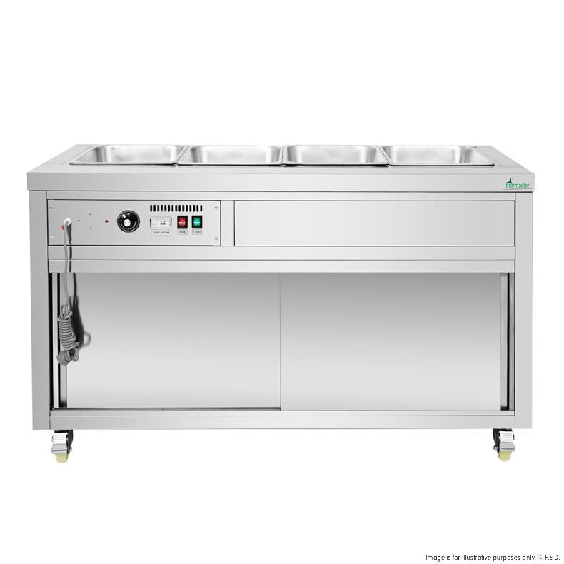 Thermaster Premium Wet and Dry Bain Marie Food Display 4x1/1 GN Pans PG150FE-XB - Catering Sale