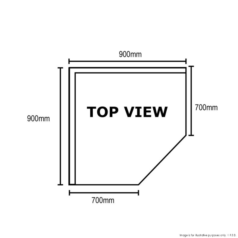 0900-7-WBCB/H - Corner Workbench with 100mm Splashback, 900x900x900mm