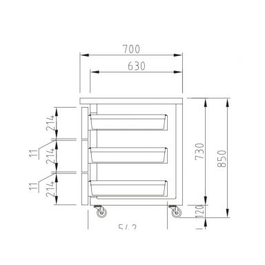 Turbo Air KUF9-3D-3-N(HC) 900mm Under Bench 3 Drawers Freezer 198L