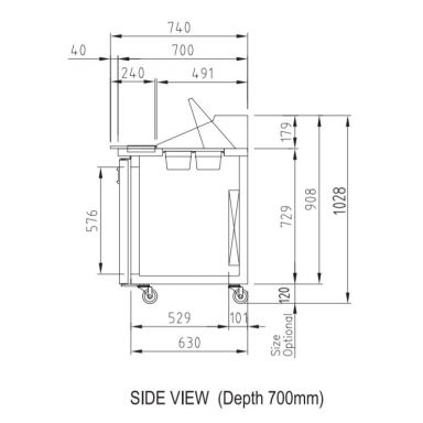 Turbo Air KHR15-2-N(HC) 1500mm Two Door Salad Prep Bench Fridge Hood Lid 420L