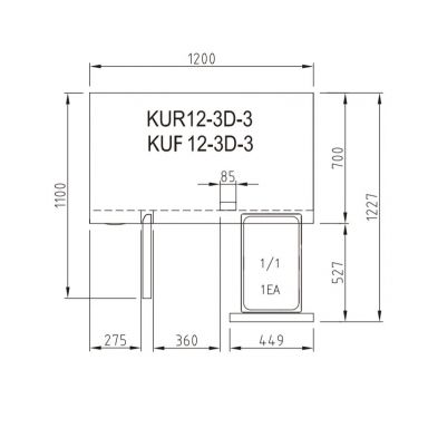 Turbo Air KUF12-3D-3-N(HC) 1200mm 1 Door 3 Drawer Under Bench Freezer 311L