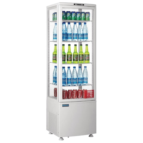 Polar C-Series Energy Efficient Curved Door Display Fridge White 235Ltr - Width: 515mm. 375W