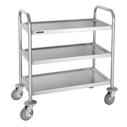 Vogue F993 Stainless Steel 3 Tier Clearing Trolley Small 825(H) x 710(W) x 405(D)mm