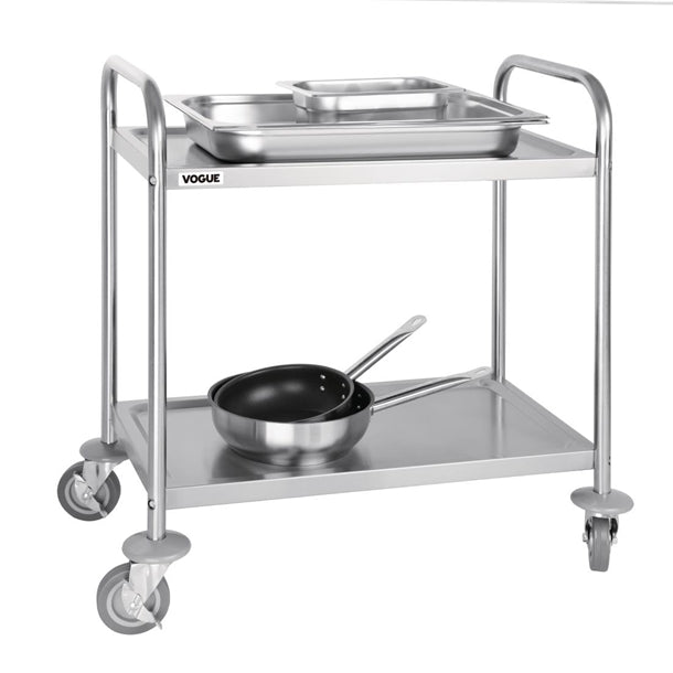 Vogue Stainless Steel 2 Tier Clearing Trolley Small / F996