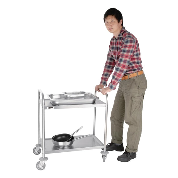 Vogue Stainless Steel 2 Tier Clearing Trolley Small / F996