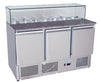 Atosa ESL3864 3 Door Pizza Prep Fridge with Mable Top and Glass 380L