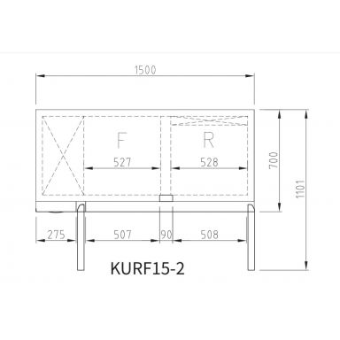 Turbo Air KURF15-2-N(HC) Two Door Dual Bench Fridge Freezer