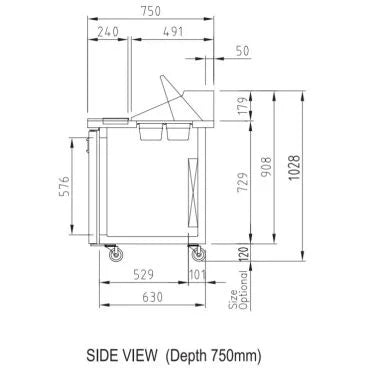 Turbo Air KHR18-3-N(HC) 1800mm Three Door Salad Prep Bench Fridge Hood Lid 516L