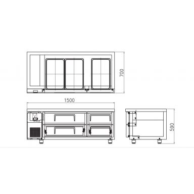 Turbo Air KUC15-4 4 drawers Fridge Chef Base