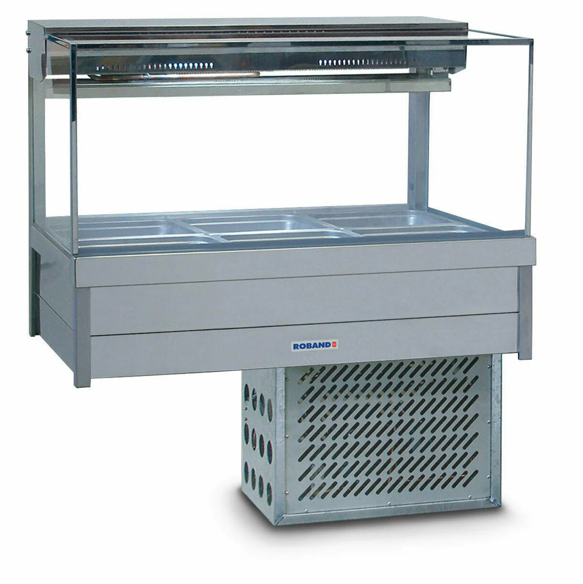 Roband SRX23RD Square Glass Refrigerated Display Bar, 6 pans