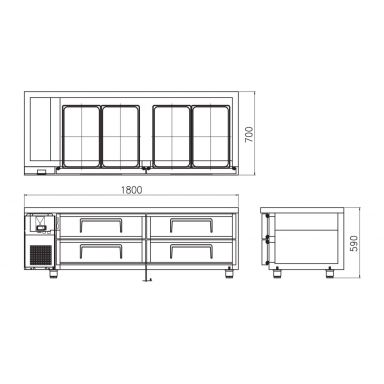 Turbo Air KUC18-4 4 drawers Fridge Chef Base