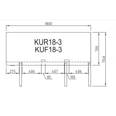 Turbo Air KUF18-3-N(HC) 1800mm Three Door Bench Freezer 538L