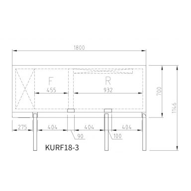 Turbo Air KURF18-3-N(HC) Three Door Dual Temp Underbench Fridge Freezer