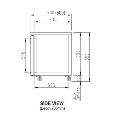 Turbo Air KUF12-2-N(HC) 1200mm Two Door under Bench Freezer 311L