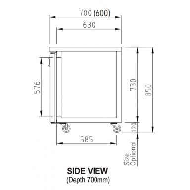 Turbo Air KUR15-2-N(HC)(600) 1500mm Two Door Under Counter Bench Fridge 319L