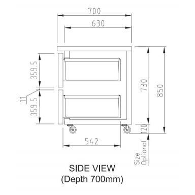 Turbo Air KUR18-2D-6-N(HC) 1800mm Under Bench Fridge Six Drawers 538L