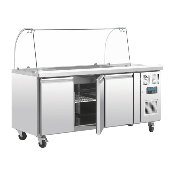 Polar U-Series Triple Door Refrigerated Gastronorm Saladette Counter - 300W. Capacity: 3 x 1/1 GN. R600a
