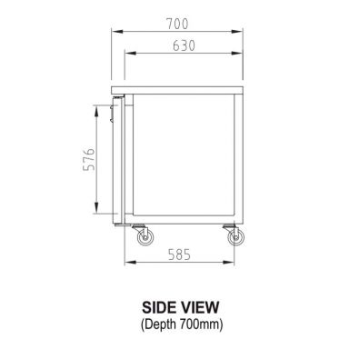 Turbo KURF12-2-N(HC) Two Door Dual Bench Fridge Freezer