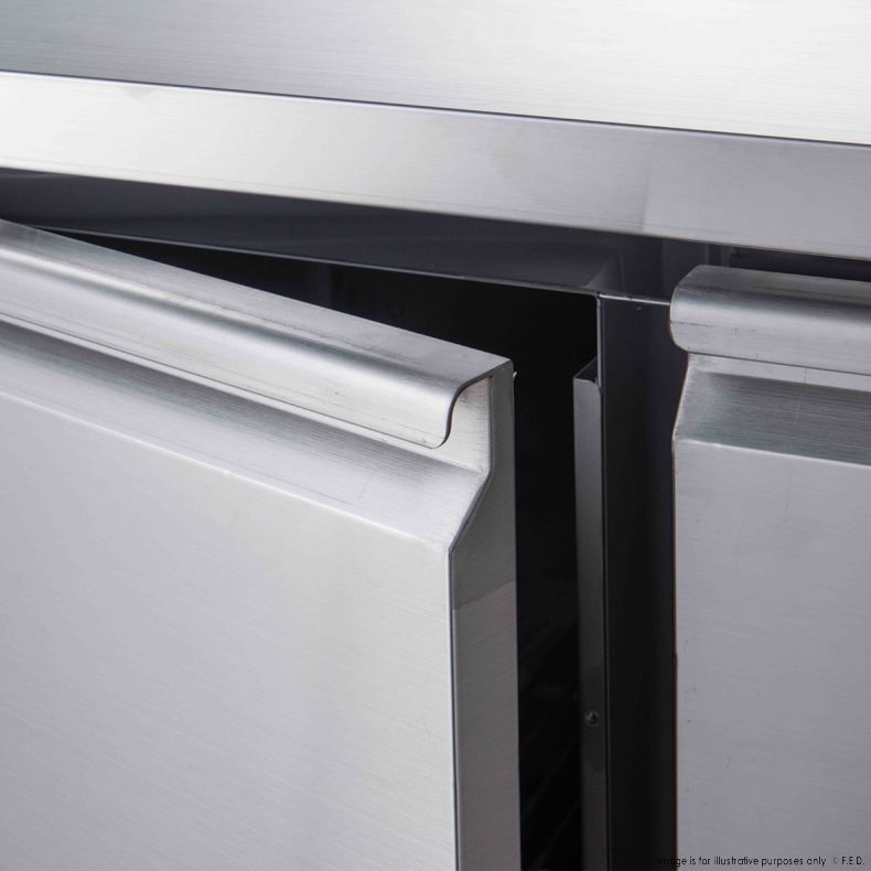 FED-X Three Door Salad Prep Fridge with Marble Top - XGNS1300E - Catering Sale