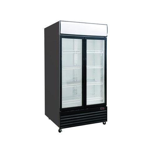 Exquisite DC1000PB Two Glass Doors Upright Display Refrigerators – Black Colour