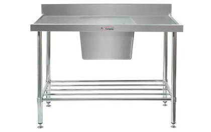 Simply Stainleas / SS05.7.0600 / (700 Series) Stainless Sink Bench with Splashback - 600mm Wide, Centre Bowl / 26kg / W600 x D700 x H900 / Lifetime Warranty