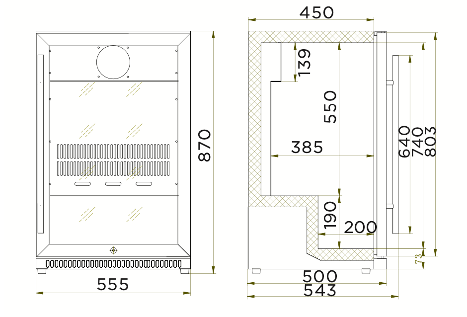 Bromic BB0120GD-NR Back Bar One Glass Door Display 118L (Hinged Door)