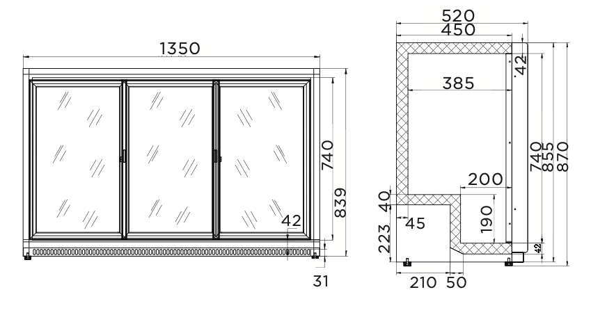 Bromic BB0330GDS-NR Back Bar Three Sliding Glass Door 307L