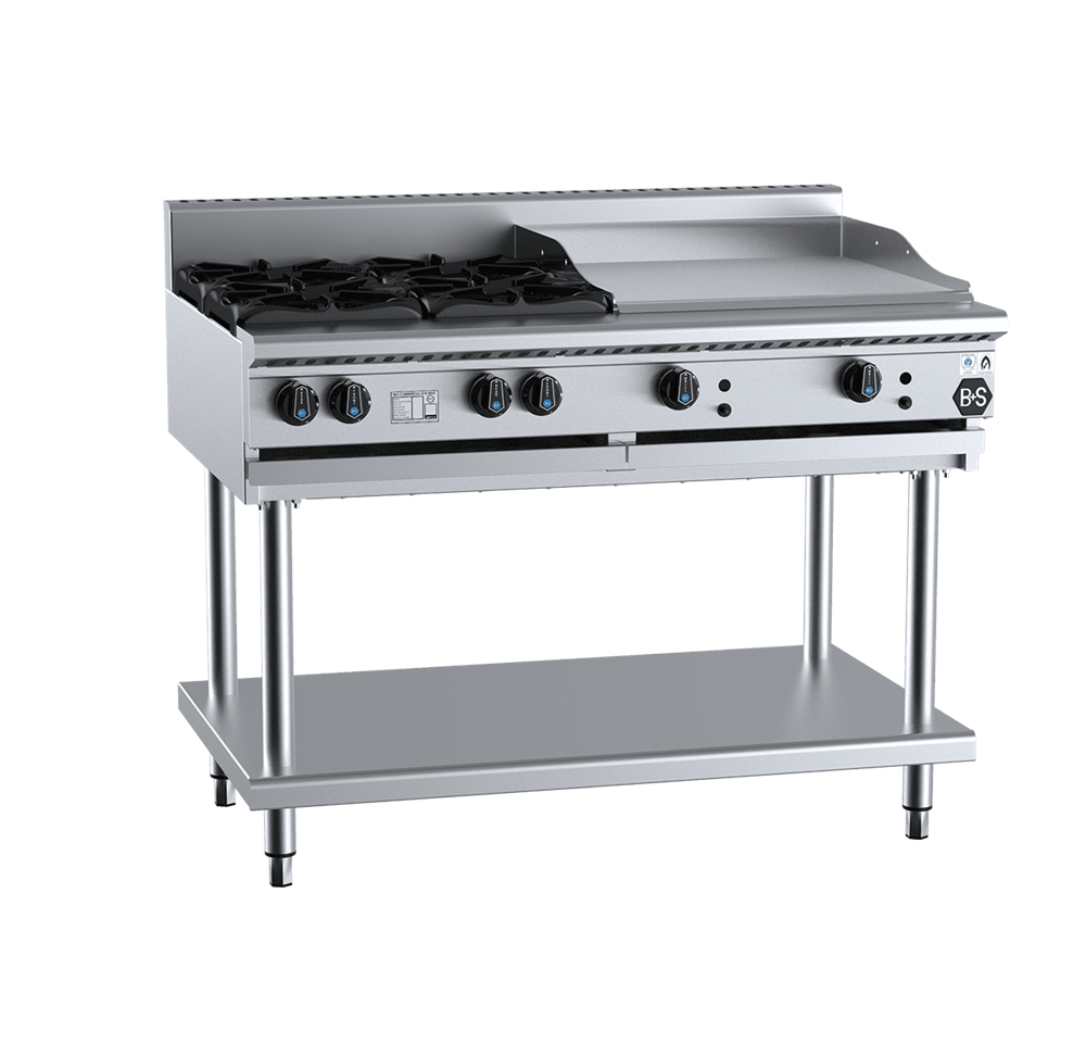 B&S BLACK BT-SB4-GRP6 Combination 4 Open Burners 600mm Grill Plate