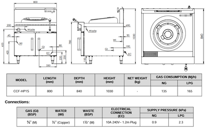 B&S BLACK SERIES: CCF-HP1S Single Hole Hipac Wok – To Suit B+S Black Range Profile