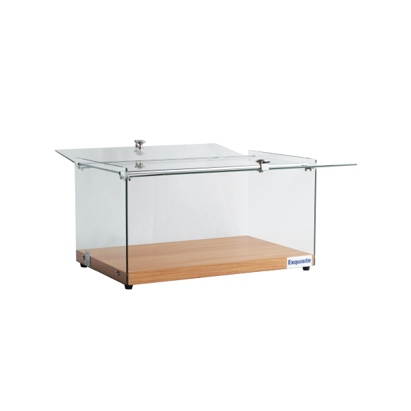 Exquisite CD35-O One Tier Flat Glass Ambient Cake Display – Natural Oak Colour