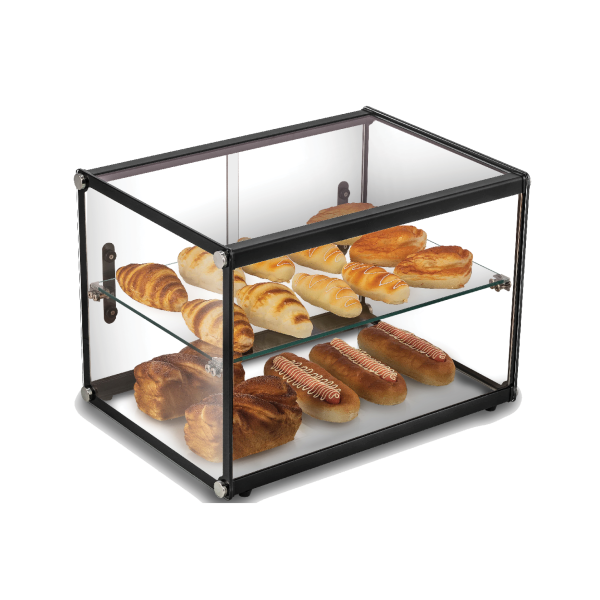 Exquisite CD65 two tier flat glass ambient cake display view 2