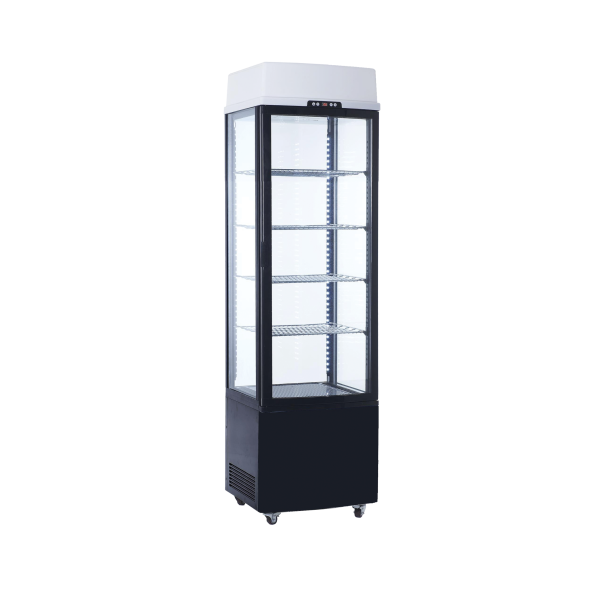 Exquisite CTD235 Black Four Sided Glass Upright Display Refrigerators