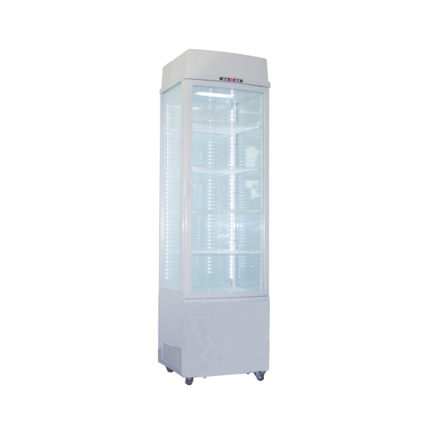 Exquisite CTD235 White Four Sided Glass Upright Display Refrigerators
