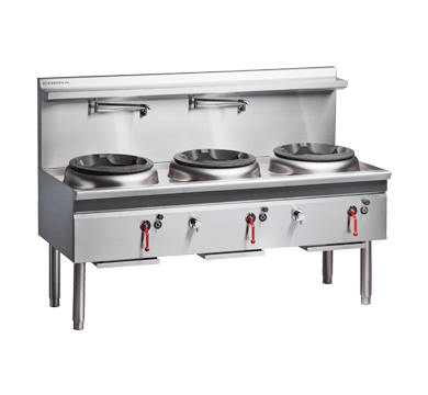 Cobra CW3H-CCD_LPG 1800mm Gas Waterless Wok with 2 Chimney burners and 1 Duckbill burner