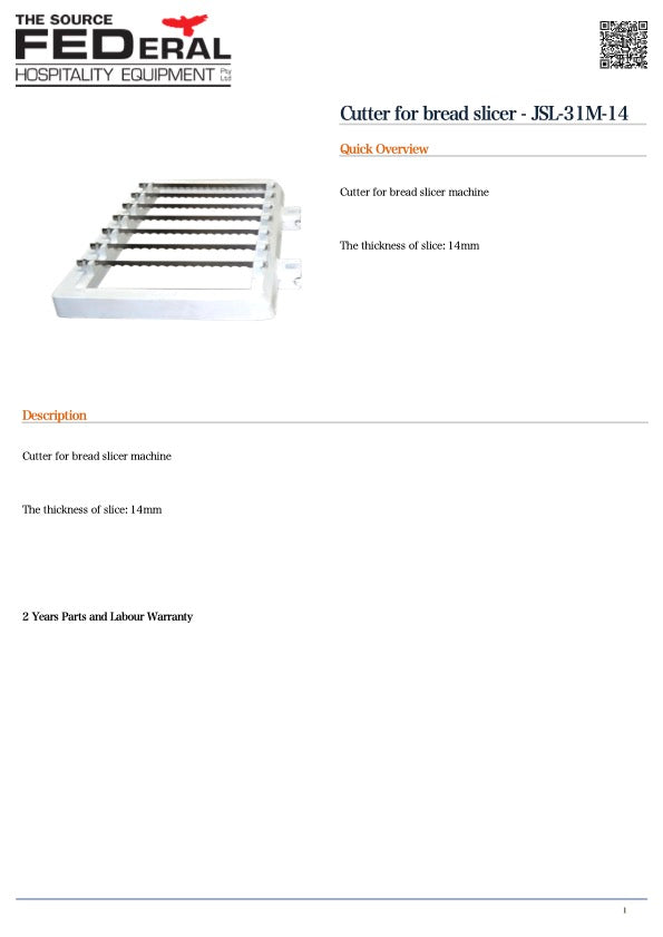 Baker Max JSL-31M-14 Cutter for bread slicer