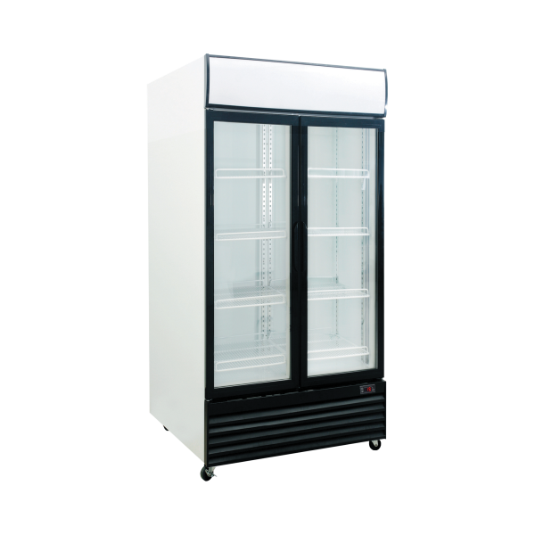 Exquisite DC1000P Two Glass Doors Upright Display Refrigerators – White
