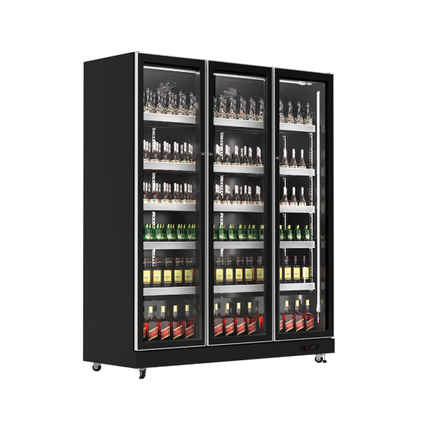 Exquisite DC1100 Three Glass Doors Upright Display Refrigerators – Black