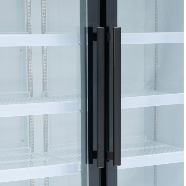 Exquisite DC880PB Two Glass Door Upright Display Refrigerators – Black