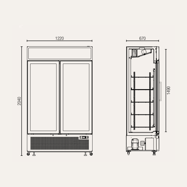 Exquisite DC880P Two Glass Door Upright Display Refrigerators – White