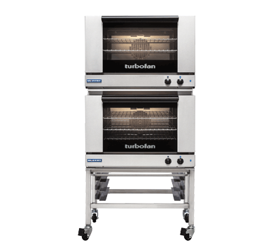 Turbofan E27M3/2C - Full Size Tray Manual Electric Convection Ovens Double Stacked With Castor Base Stand