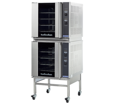 Turbofan E32D4/2C - Full Size Tray Digital Electric Convection Ovens Double Stacked With Castor Base Stand