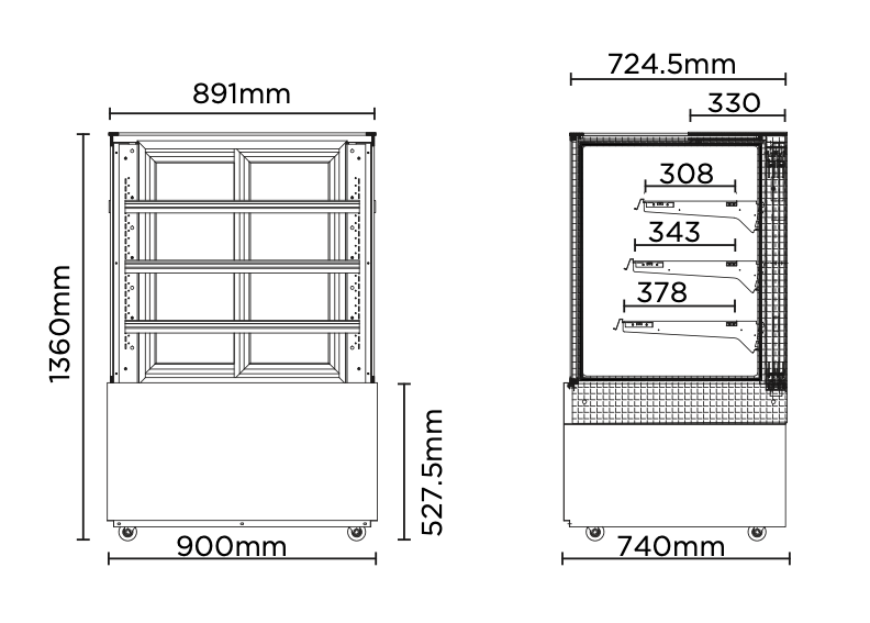 Bromic FD4T0900C 900mm 4 Tier Cold Food Display
