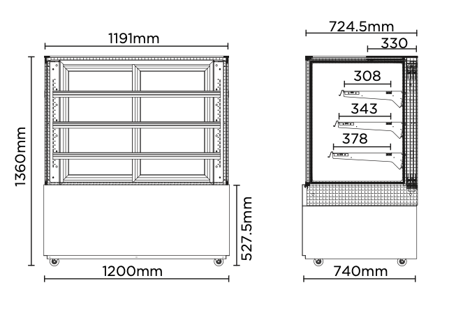 Bromic FD4T1200C 1200mm 4 Tier Cold Food Display