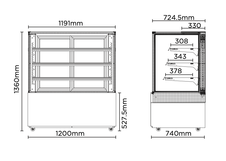 Bromic FD4T1200H 1200mm 4 Tier Hot Food Display