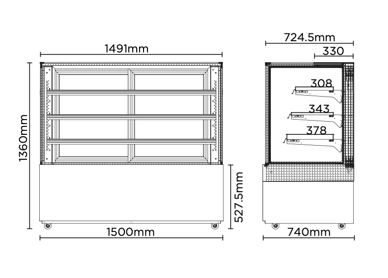 Bromic FD4T1500H 1500mm 4 Tier Hot Food Display