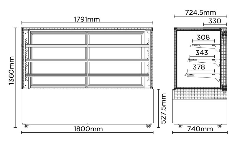 Bromic FD4T1800C 1800mm 4 Tier Cold Food Display