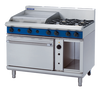 Blue Seal Black Series G58B Gas Combination 4 Burner Cooktop and 600mm Griddle on 2/1 GN Convection Oven