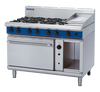 Blue Seal Black Series G58C Gas Combination 6 Burner Cooktop and 300mm Griddle on 2/1 GN Convection Oven