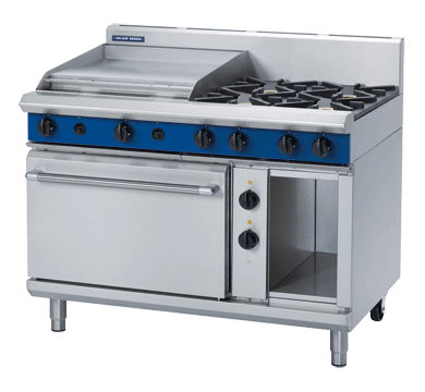 Blue Seal Black Series GE508B 1200mm Gas Combination 4 Burner Cooktop with 600mm Griddlek